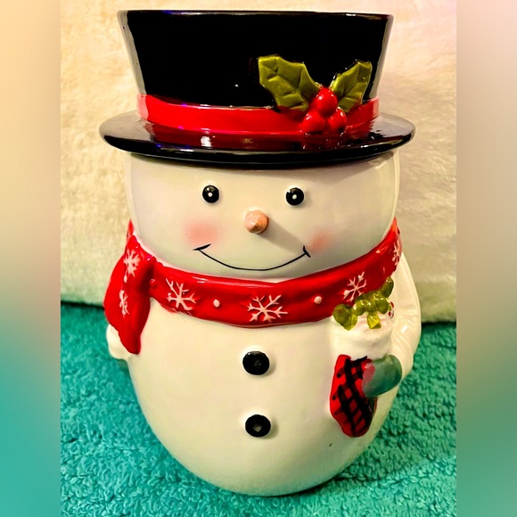 Hallmark Ceramic Christmas Snowman Cookie Jar - Picture 1 of 4